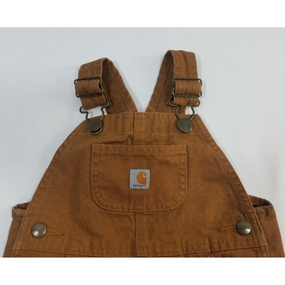 Carhartt 18M Brown Duck Canvas Bib Overalls For Toddlers - Picture 3 of 8